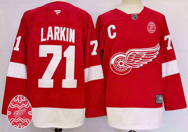 Men Detroit Red Wings 71 Larkin Red Fanatics 2025 NHL Jersey style 1